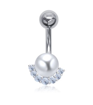 Cute Pearl with Crystal Belly Piercing BP-2031